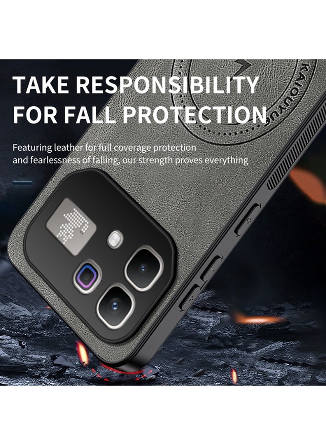 Yunpy Premium Leather Case for INFINIX Note 60 Pro/Note 60 MagSafe Compatible Heavy-Duty Protection & Luxury Texture Black - Image 5