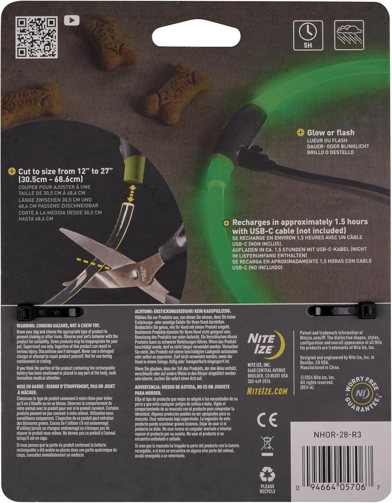 NiteIze Nite Ize NiteHowl Rechargeable LED Safety Necklace  Dog Light for DogWalking Gear  WeatherResistant Design  5 Hours Runtime  Cut to Fit from 12 to 27  Green - Image 2