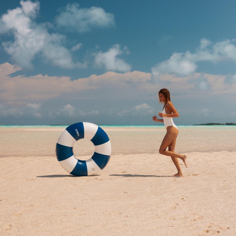 FUNBOY Giant Vintage Navy Blue Stripe Inflatable Tube Pool Float with Cup Holder 48" Large Pool Float for Adults Inner Tube Swimming Pool Toys Swim Rings Pool Lounger Float for Pool Party & Summer - Image 5