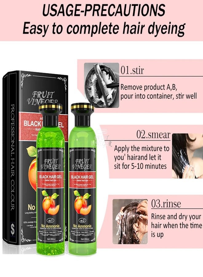Color Diva Fruit Vineger Hair Color Black | Natural Hair Dye Gel for Men & Women | No Ammonia & No PPD, Long-Lasting, Gentle on Scalp | 500ml Black - Image 2