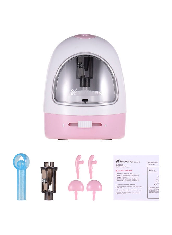 NIBEMINENT Durable Electric Pencil Sharpener Pink/White - Image 1