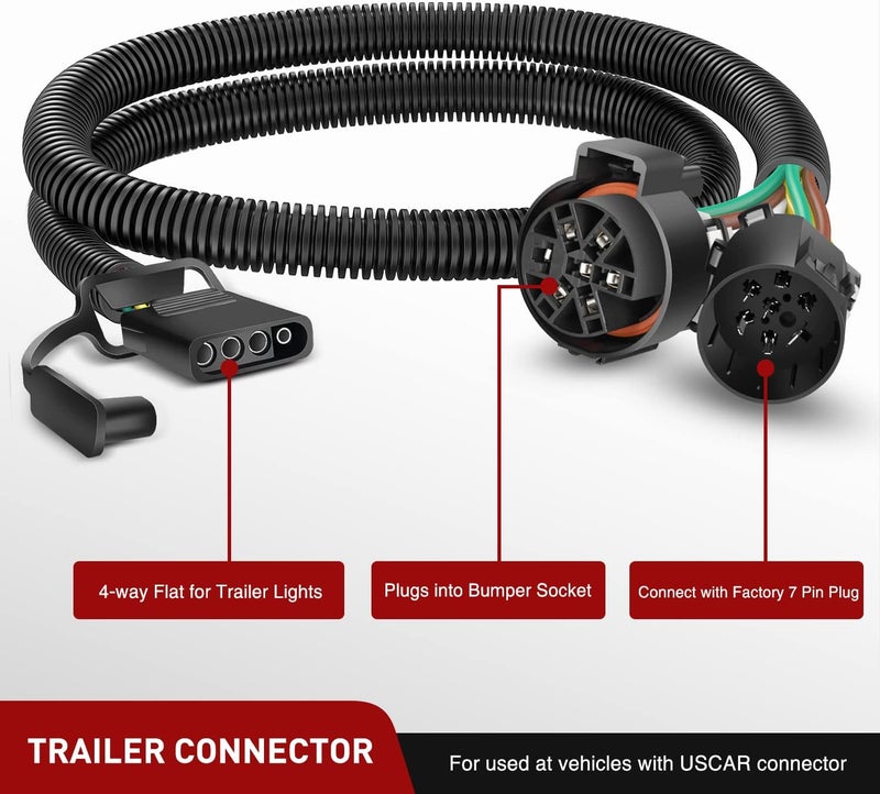 Nilight USCAR 7 Pin to 4-Pin Trailer Wiring Harness Standard 7 Way Plug for Tailgate Light Bar Adapter 41 Inches Wire for Factory Tow Package Vehicles with Uscar Socket - Image 3