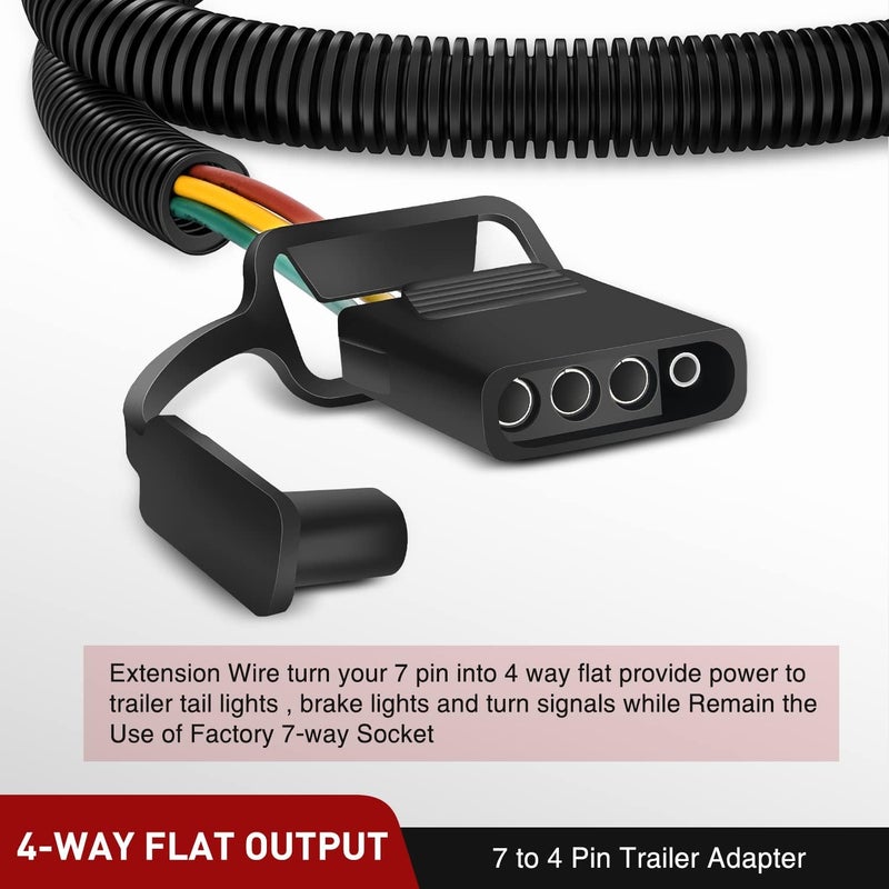 Nilight USCAR 7 Pin to 4-Pin Trailer Wiring Harness Standard 7 Way Plug for Tailgate Light Bar Adapter 41 Inches Wire for Factory Tow Package Vehicles with Uscar Socket - Image 5
