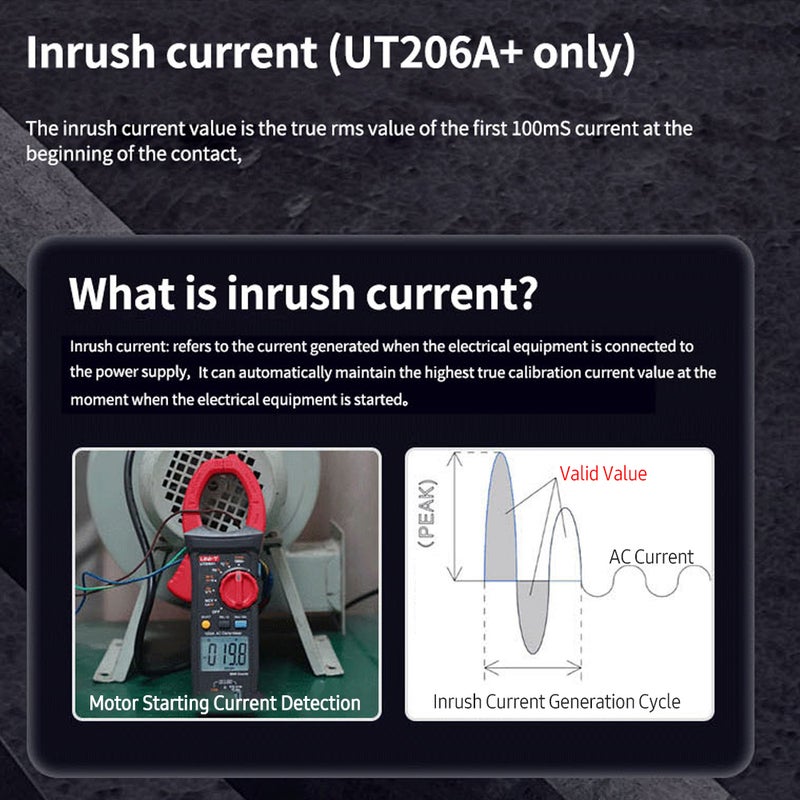 مقياس الضماط الرقمي UT205A+ - مقياس متعدد الأنواع من نوع الضماط - مقياس عالمي - مقياس ضماط ذاتي التطوير - 4099 عداد - مقياس الجهد العskýم/المباشر 1000 فولت - مقياس التيار العskýم 1000 أمبير - مقاومة - تردد - سعة - صمامات - استمرارية - Image 3