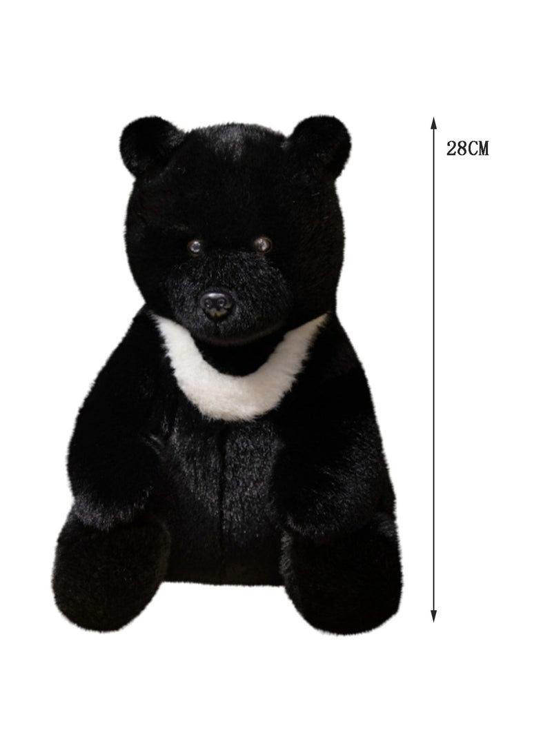 لعبة محشوة ناعمة على شكل دب أسود بطول 28 سم، دمية حيوان لطيفة للبنات والأولاد من جميع الأعمار - Image 2