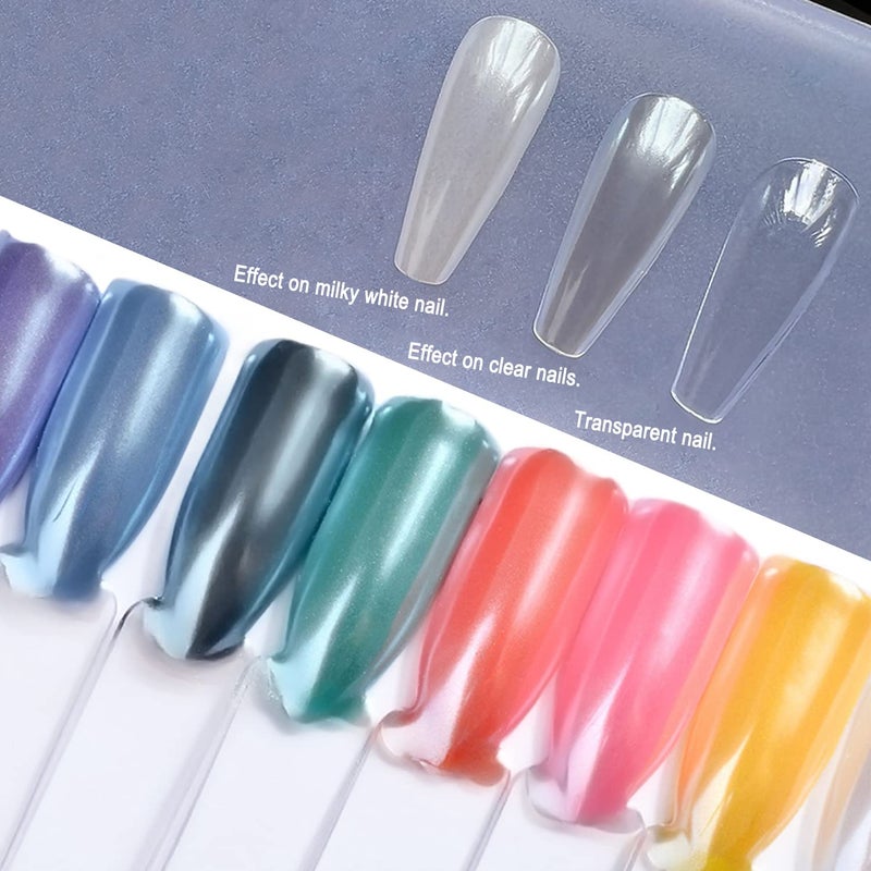 Fokostar Magic White Pearl Chrome Nail Powder Solid Shell Fairy Glitter Nails Art Powder Holographic Ice Transparent Mermaid Moonlight Effect Manicure Pigment With Tool - Image 3