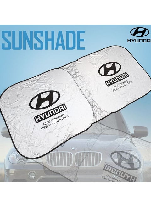 HYUNDAI Car Sunshade UV Rays and Heat Protector Sun Visor Foldable Keep Your Vehicle Cool Blocks UV Rays, Car Windshield Sunshade