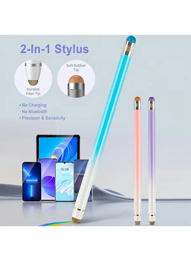 Blue Purple 2 Pack Dual Ended Stylus For Phones Tablets Universal Touch Pen - Image 1