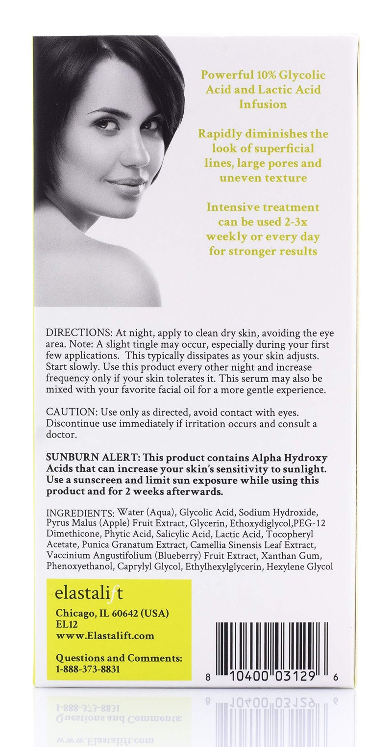 Elastalift Resurfacing Glycolic Acid Facial Peel Serum, Anti-Aging Dark Spot Corrector Facial Peel Reduces Enlarged Pores, Minimizes Fine Lines, Evens Skin Tone, Exfoliating Chemical Peel, 1.75 Fl Oz - Image 2