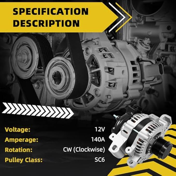 HXYBBGS 104210200 Alternator Compatible with Cadillac CTS 2010 2011 2012 2013 2014 V6 3.0L 3.6L Replace TN104210-2001 104210-2001 90295765 AND0592 A80539 - Image 3