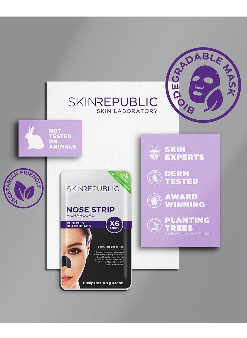 SKIN REPUBLIC - Skin Republic Charcoal Nose Strip deep cleansing, Removes Blackheads Instantly (6 Strips) - Image 1