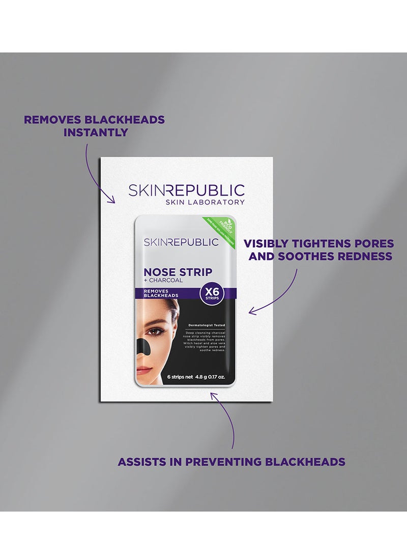 SKIN REPUBLIC - Skin Republic Charcoal Nose Strip deep cleansing, Removes Blackheads Instantly (6 Strips) - Image 1