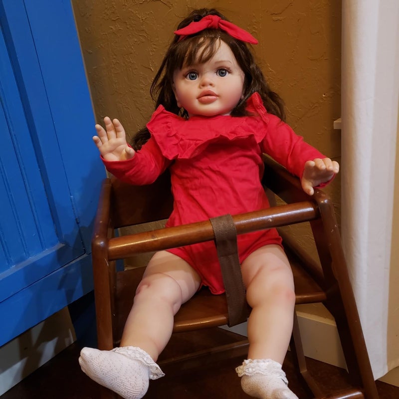 ROSHUAN 26 Inches Real Baby Size Rooted Brown Hair Life Like Reborn Baby Doll with Soft Weighted Cloth Body Realistic Newborn Toddler Girl Dolls That Look Real - Image 3