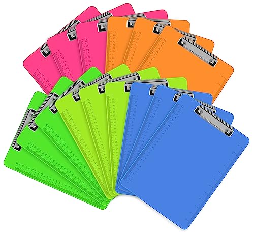 HERKKA 15 Pack Plastic Clipboards, Assorted Color, Low Profile, Standard A4 Letter Size - Image 1