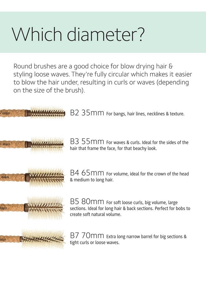 Ibiza Hair Professional Round Boar Hair Brush (B7, 70Mm) Blonde Bristles With A Cork Handle, For Color Treated & Fine Hair, Big Waves Or Tight Curls, Add Texture & Shine For Long Hair & Large Sections - Image 4