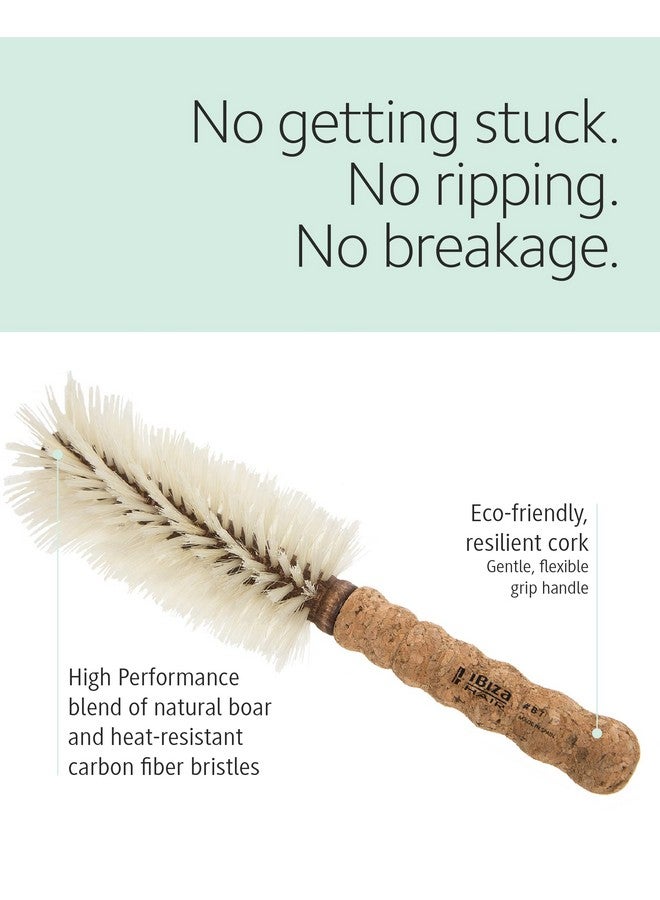 Ibiza Hair Professional Round Boar Hair Brush (B7, 70Mm) Blonde Bristles With A Cork Handle, For Color Treated & Fine Hair, Big Waves Or Tight Curls, Add Texture & Shine For Long Hair & Large Sections - Image 3