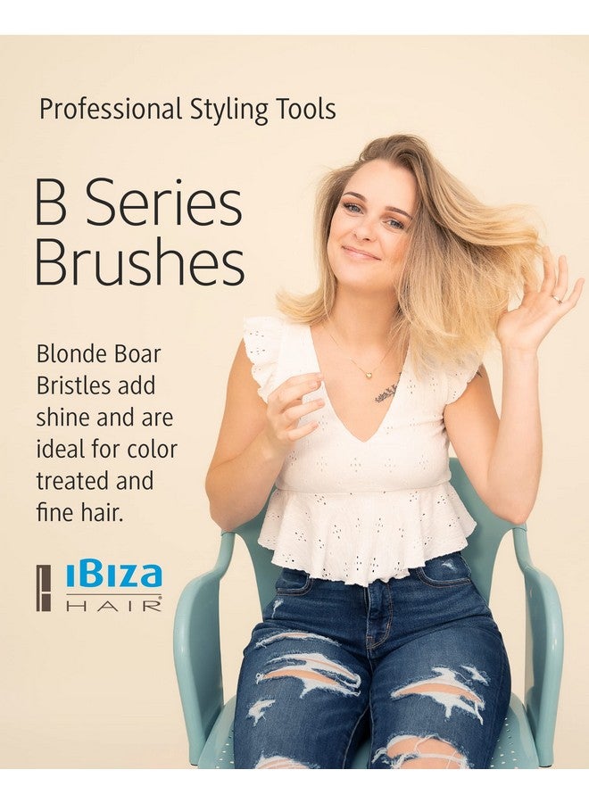 Ibiza Hair Professional Round Boar Hair Brush (B7, 70Mm) Blonde Bristles With A Cork Handle, For Color Treated & Fine Hair, Big Waves Or Tight Curls, Add Texture & Shine For Long Hair & Large Sections - Image 2