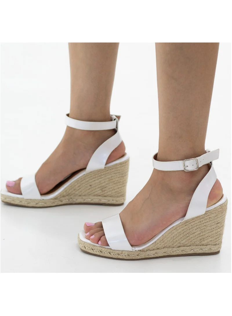 LAMARAPARIS Jacinta one band espadrille 9cm wedge heel sandals white