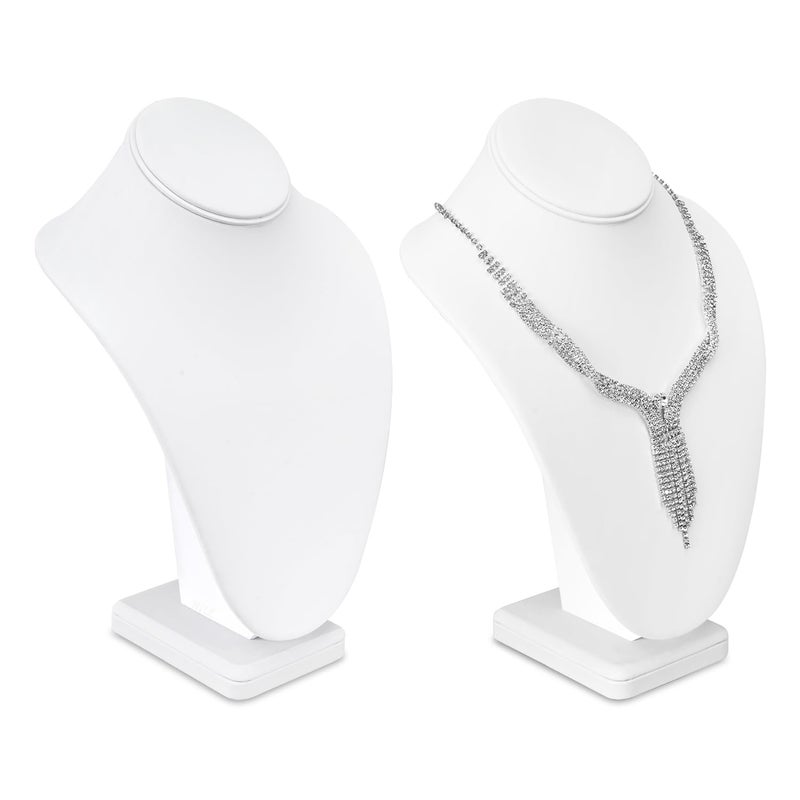 MOOCA 2 Pcs Necklace Chain Jewelry Bust Display Holder Stand Necklaces Display Mannequin Bust Jewelry Bust Stand 11 14 H White Leatherette