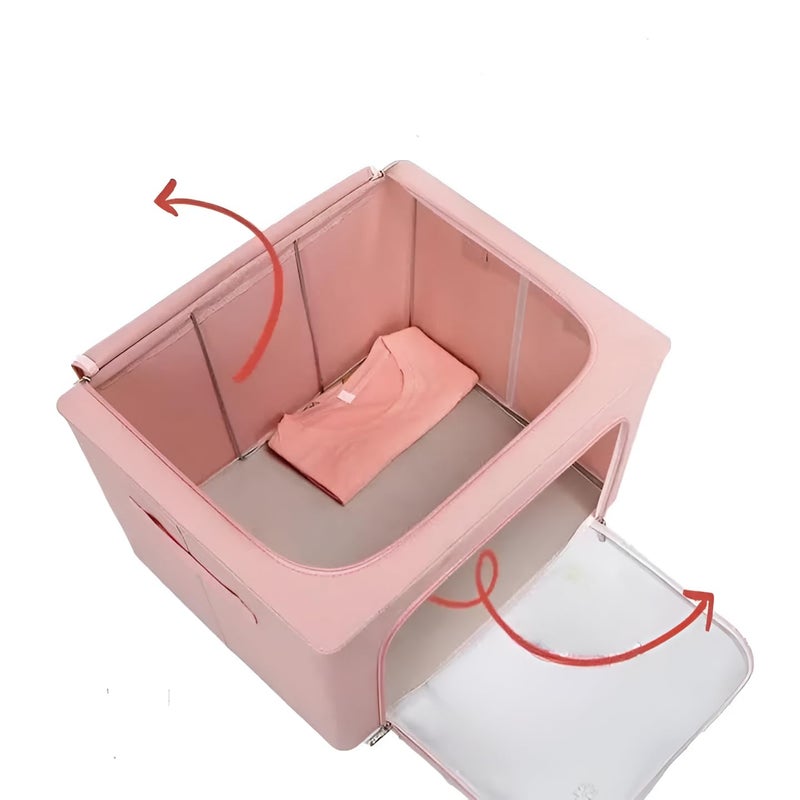 EARTHCONE 66 Litres Clothes Storage Box Organiser For Wardrobe With Transparent Window 2 Way Opening Closet Organizer With Handles Foldable Saree CoversBags With Zip Cartoon Print 1Pcs - Image 3