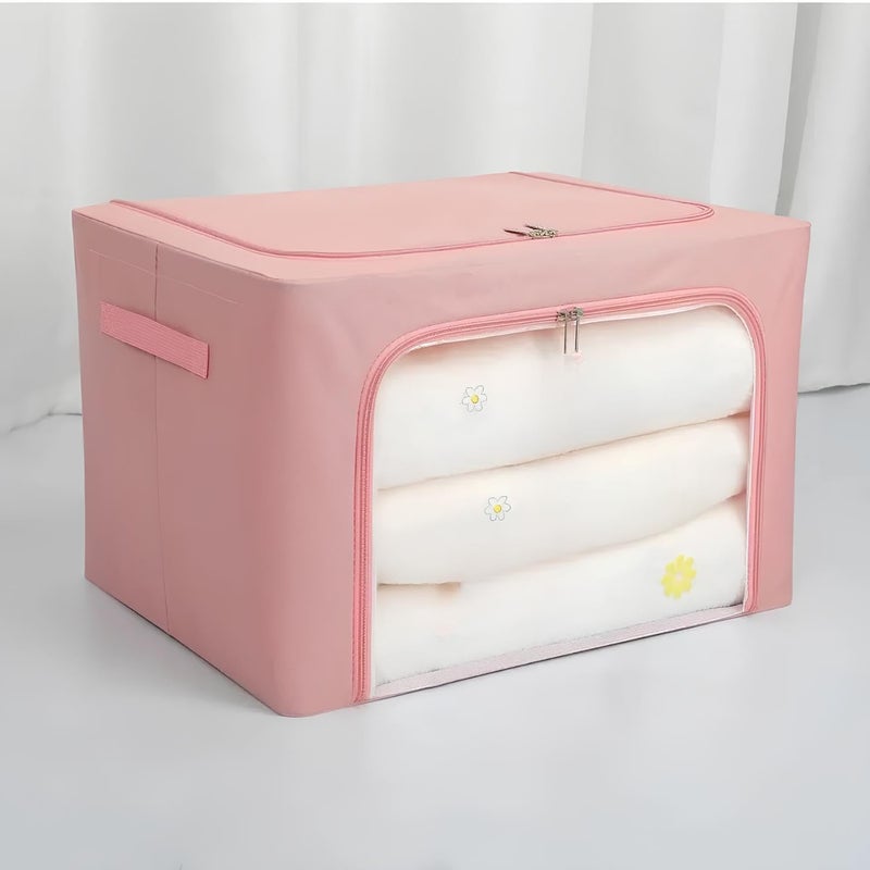 EARTHCONE 66 Litres Clothes Storage Box Organiser For Wardrobe With Transparent Window 2 Way Opening Closet Organizer With Handles Foldable Saree CoversBags With Zip Cartoon Print 1Pcs - Image 2