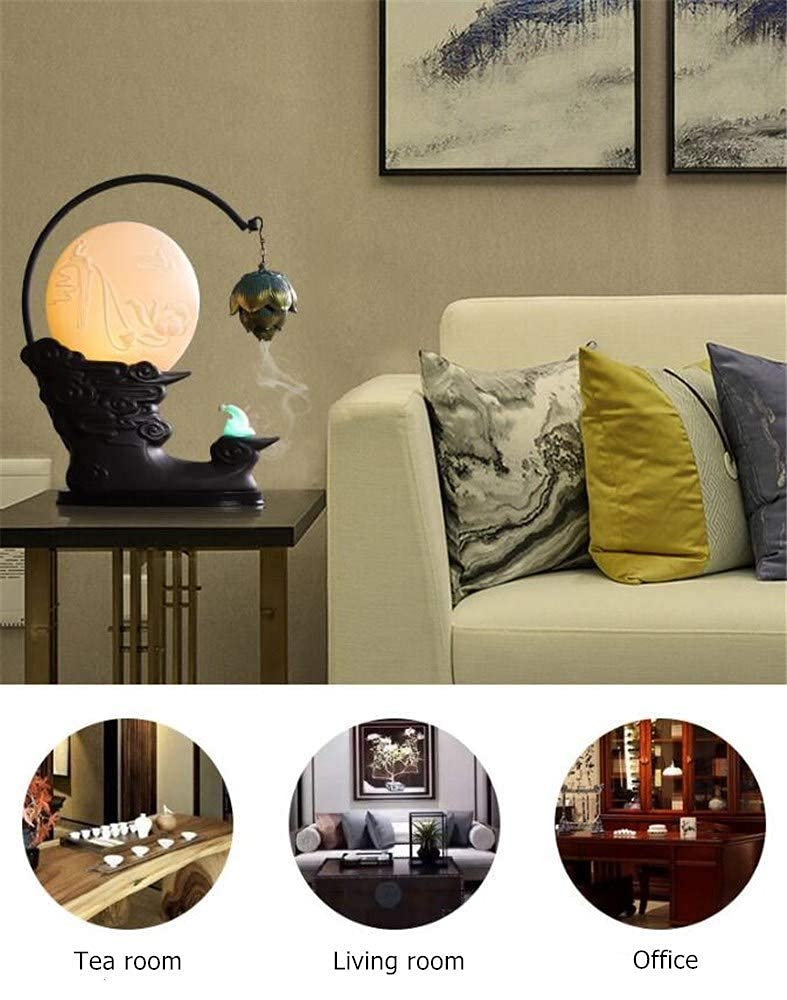 Primst Lotus Furnace Hollow Hanging Ball Incense Burner, Ceramic Backflow Incense Cones and Incense Coil Holder for Home Office Ornament Decoration - Image 5