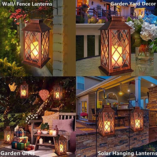 TAKE ME [2 Pack] TAKE ME 14" Solar Lantern Outdoor Garden Hanging Lantern Waterproof LED Flickering Flameless Candle Mission Lights for Table,Outdoor，Mothers Day Gifts Mom Wife - Image 2