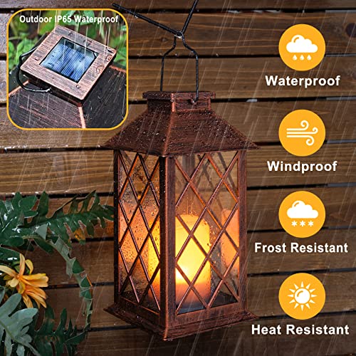 TAKE ME [2 Pack] TAKE ME 14" Solar Lantern Outdoor Garden Hanging Lantern Waterproof LED Flickering Flameless Candle Mission Lights for Table,Outdoor，Mothers Day Gifts Mom Wife - Image 4