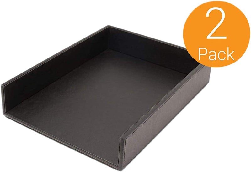 Castle Armory by Castle Leatherette Two Stackable Paper Trays Desk Organizer Clutter Organizer for Home Office Personal and Employee Files Two Paper Trays Stackable - Image 4