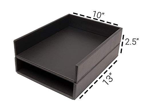 Castle Armory by Castle Leatherette Two Stackable Paper Trays Desk Organizer Clutter Organizer for Home Office Personal and Employee Files Two Paper Trays Stackable - Image 3