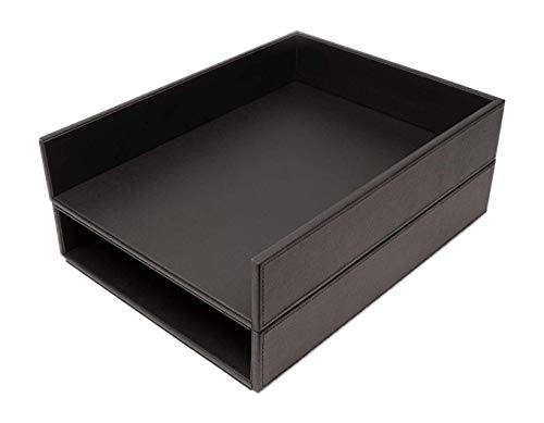 Castle Armory by Castle Leatherette Two Stackable Paper Trays Desk Organizer Clutter Organizer for Home Office Personal and Employee Files Two Paper Trays Stackable - Image 1
