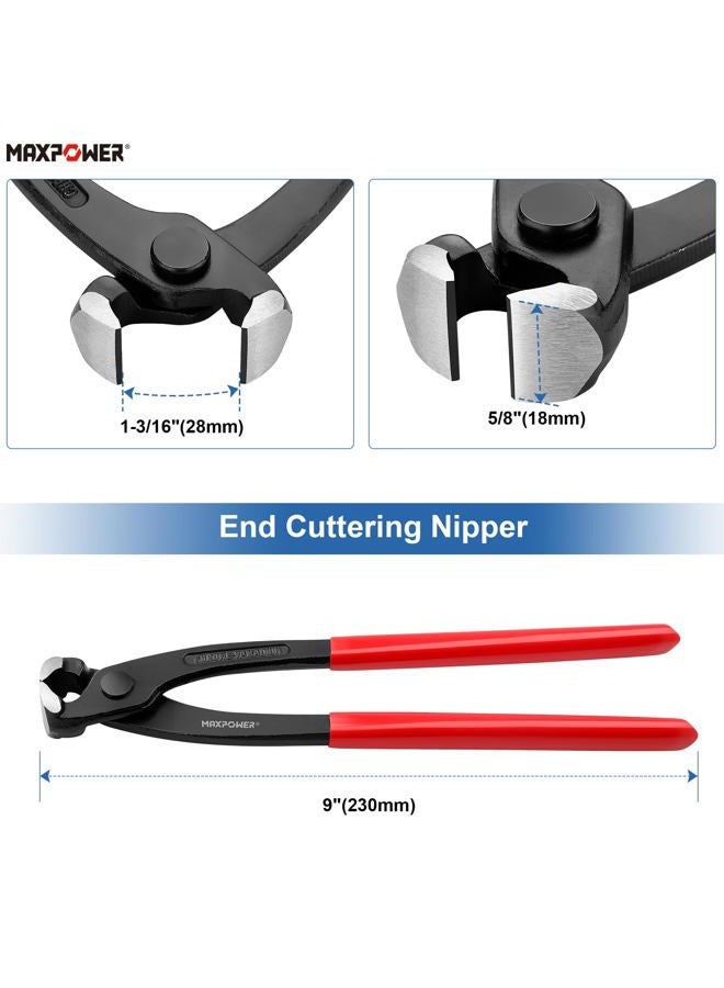 MAXPOWER 3PCS Nail Puller Set, 9 inch End Cutting Nippers, 7 inch End Cutting Pliers, 8 inch Carpenter's Pincers - Image 2