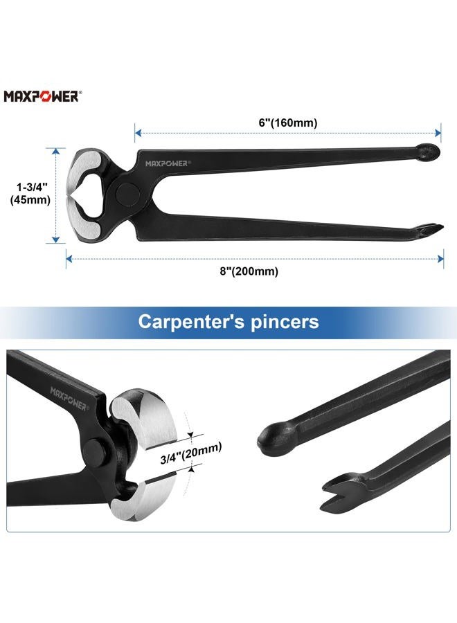 MAXPOWER 3PCS Nail Puller Set, 9 inch End Cutting Nippers, 7 inch End Cutting Pliers, 8 inch Carpenter's Pincers - Image 4