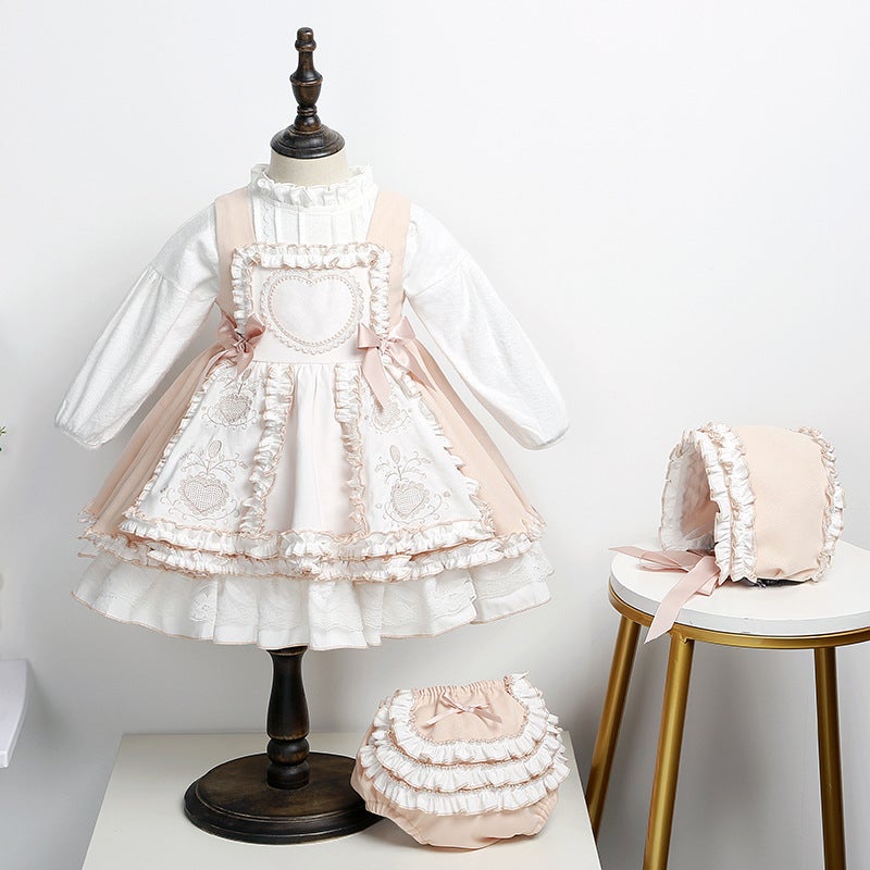 Elegant Lolita Princess Dress for Girls Autumn Culottes Hat Base Shirt Four-Piece Set