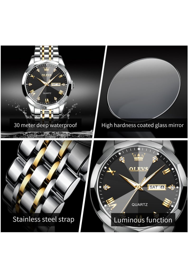 أوليفز Watches For Men Fashion Stainless Steel Quartz Analog Water Resistant Watch 9931 - Image 4