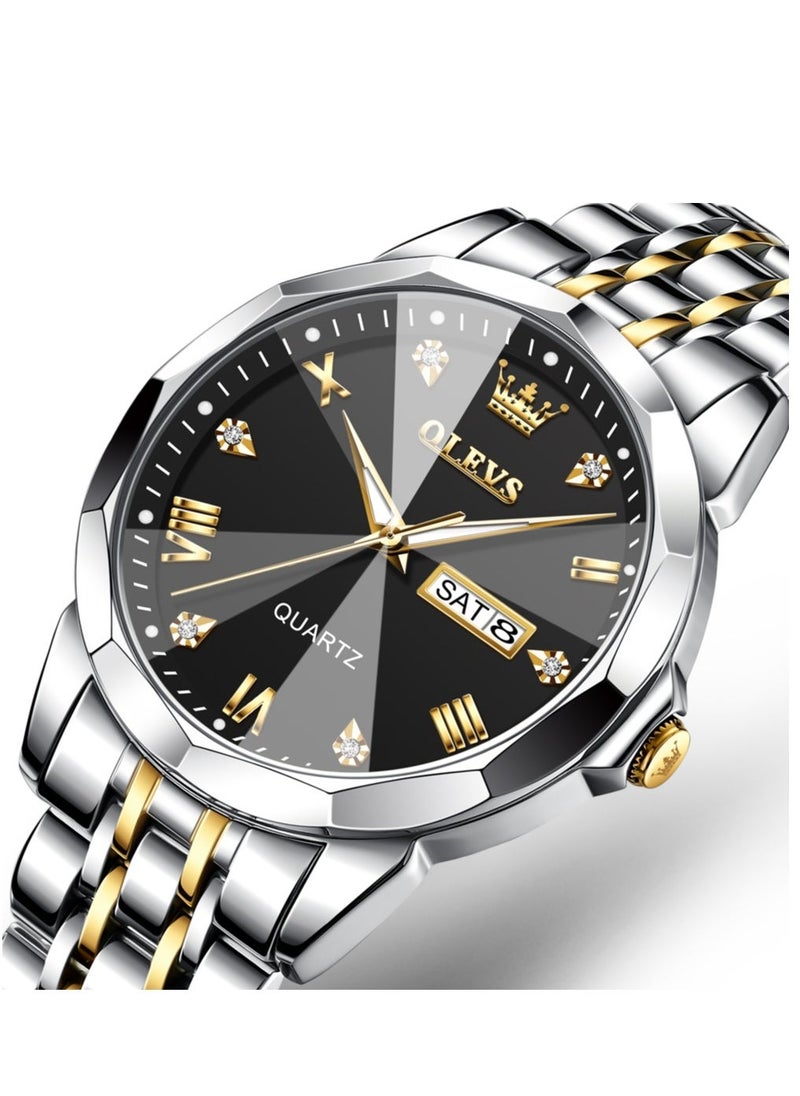 أوليفز Watches For Men Fashion Stainless Steel Quartz Analog Water Resistant Watch 9931 - Image 1