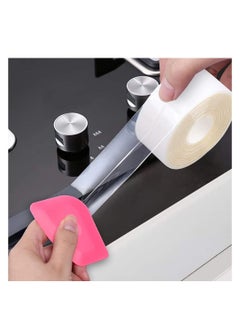 Self Adhesive Sealing Tape, Transparent Caulk Tape with Silicone Removal Scraper