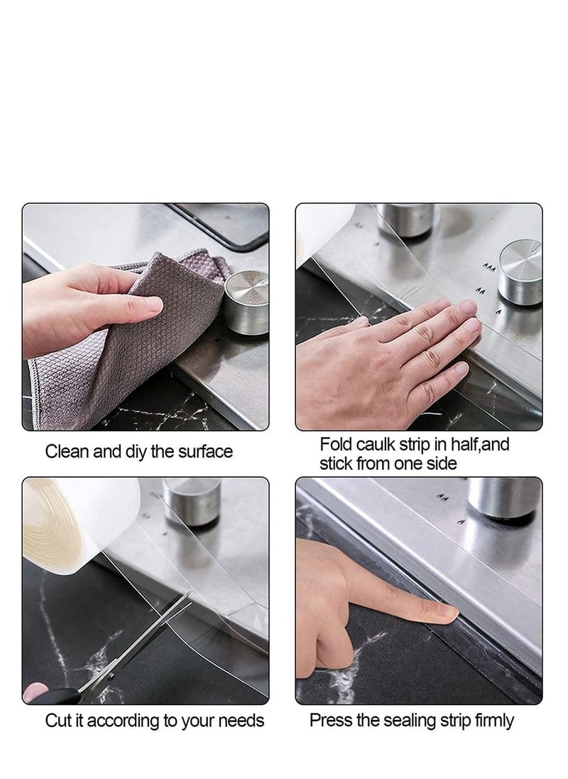 Excefore - Self Adhesive Sealing Tape, Transparent Caulk Tape with Silicone Removal Scraper - Image 1