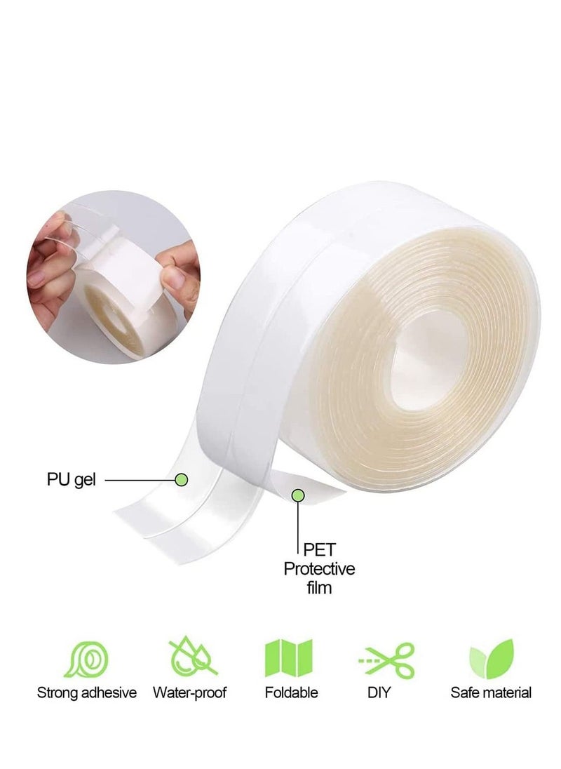 Excefore - Self Adhesive Sealing Tape, Transparent Caulk Tape with Silicone Removal Scraper - Image 1