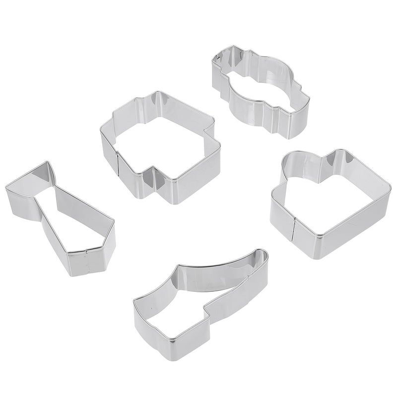 Stainless Steel Cookie Cutter Set 5pcs Father Day Tie Briefcase Shoe Suit Watch Shapes - Image 2