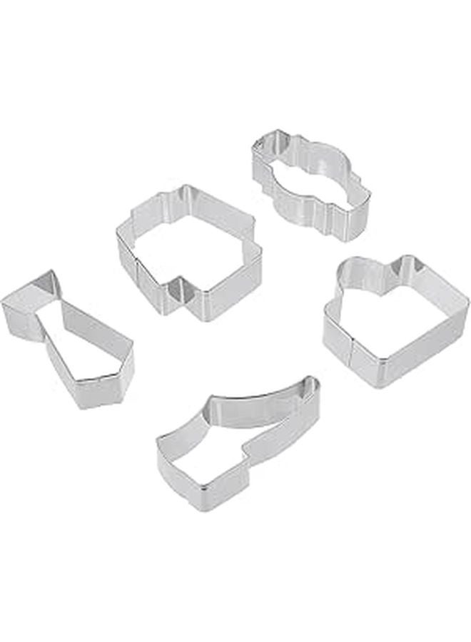 Stainless Steel Cookie Cutter Set 5pcs Father Day Tie Briefcase Shoe Suit Watch Shapes - Image 1