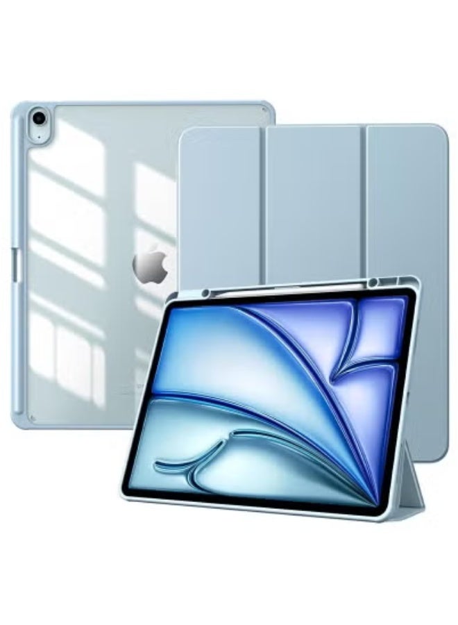 TIGER Case for iPad Air 13 Inch M3 & M2 (2025/2024) – Slim Lightweight Stand Cover in Blue with Apple Pencil Holder | Transparent Hard Back Shell | Magnetic Auto Wake/Sleep | Smart Trifold Folding Design for Typing & Viewing | Pencil Charging Compatible  - Image 1