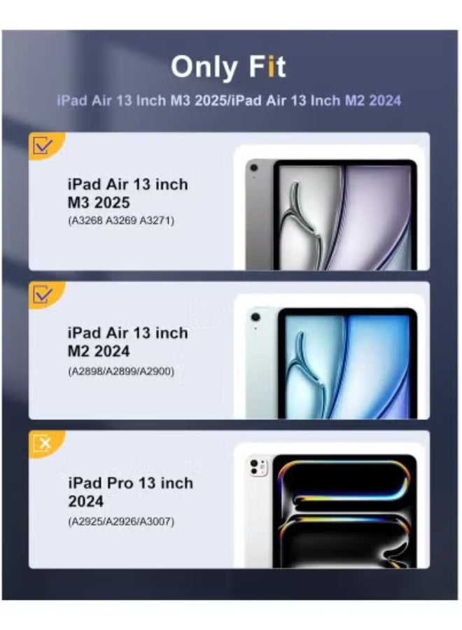 TIGER Case for iPad Air 13 Inch M3 & M2 (2025/2024) – Slim Lightweight Stand Cover in Blue with Apple Pencil Holder | Transparent Hard Back Shell | Magnetic Auto Wake/Sleep | Smart Trifold Folding Design for Typing & Viewing | Pencil Charging Compatible  - Image 2