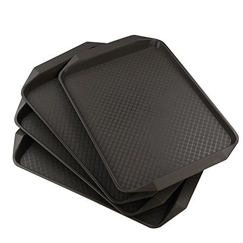 HOMMP Hommp HOMMP Plastic Rectangular Fast Food Serving Trays, Set of 4 (Brown)  - Image 1
