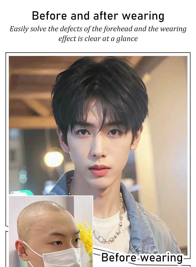 JS-[Applicable to all ages] Natural black men's short hair.mens wig，liam gallagher wig，wigs for men，mens wigs，short wig，wig for men，male wigs，mens wigs short hair，toupee，old man wig，short black wig，wig men，black wig men - Image 5