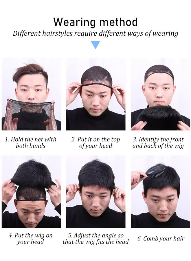 JS-[Applicable to all ages] Natural black men's short hair.mens wig，liam gallagher wig，wigs for men，mens wigs，short wig，wig for men，male wigs，mens wigs short hair，toupee，old man wig，short black wig，wig men，black wig men - Image 2