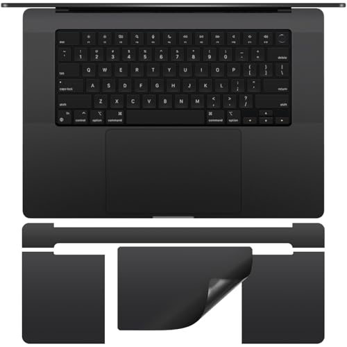 CaseBuy Palm Rest Protector Vinyl Skin Stickers(3 in 1) for 2024 2023 M4 M3 Pro/Max MacBook Pro 16 inch A2991 A3403 A3186 with Touch-ID Scratch-Resistant Keyboard Cover -Space Black - Image 1