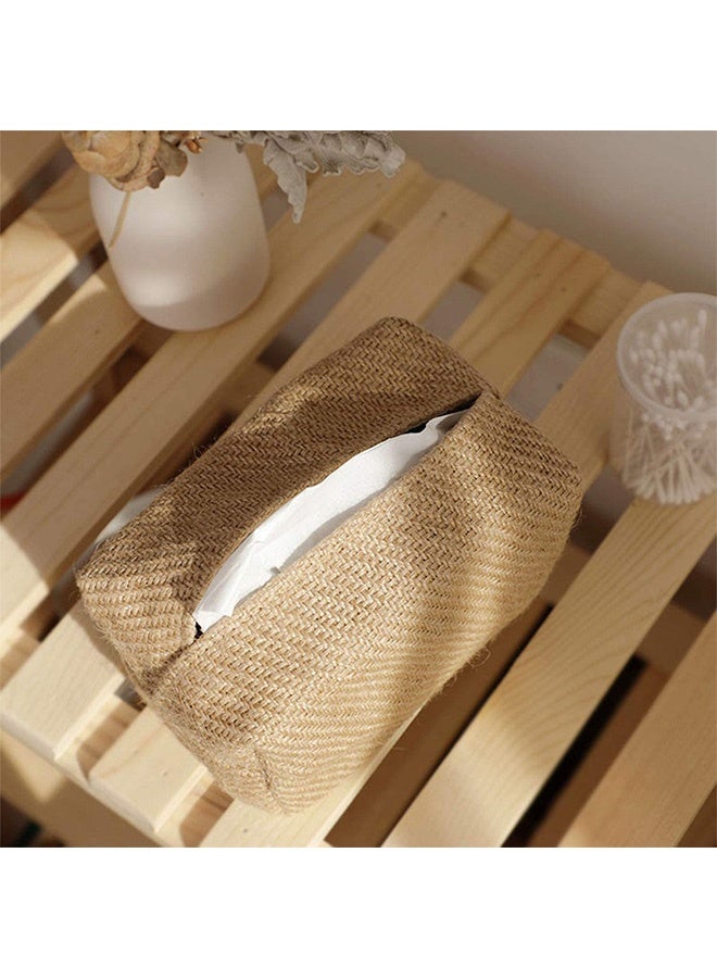 Peachjoy Organic-Linen Tissue Box Napkin Holder, Japanese Style Cotton And Linen Cloth Art Pumping Box Simple Homestay Concave Shape Storage Bag Creative Home Living Room Dining Table  - Image 5