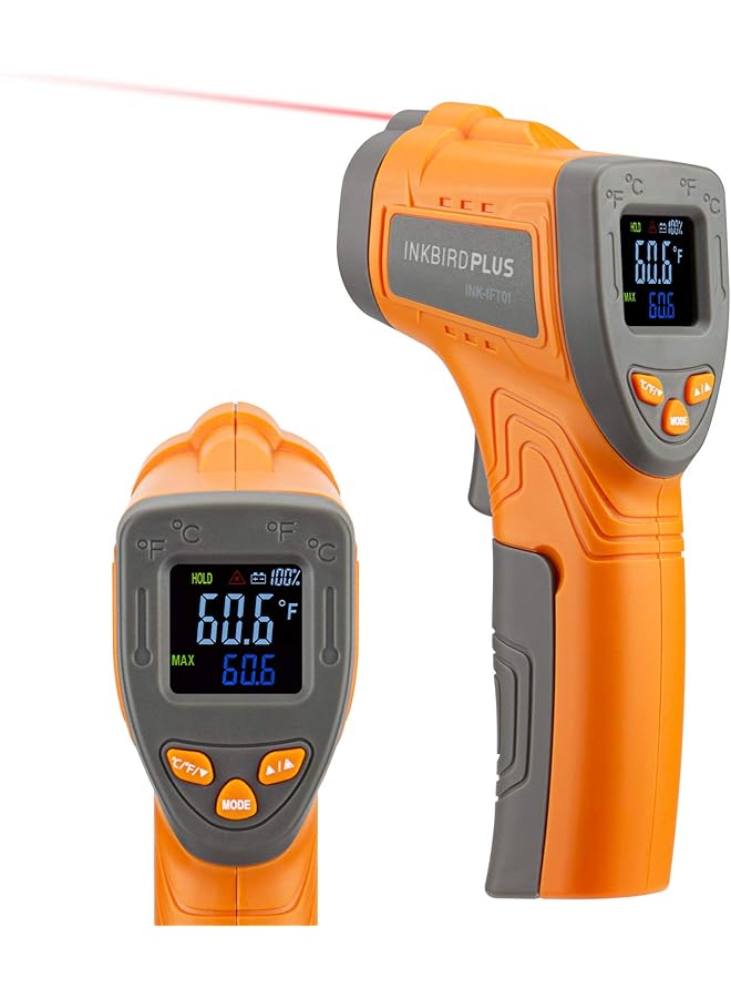 إنك بيرد مقياس حرارة صناعي بالأشعة تحت الحمراء من Ink-Ift01، مقياس حرارة رقمي ليزري بدون تلامس مع انبعاثية قابلة للتعديل، أقصى قياس -50 درجة مئوية إلى 550 درجة مئوية، للطهي والشواء والسيارات والصناعة - Image 2