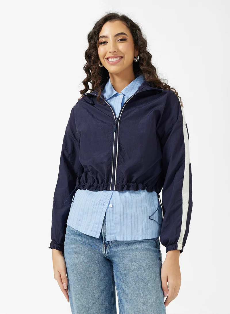Ginger Contrast Trim Detail Zip Thru Athletic Jacket